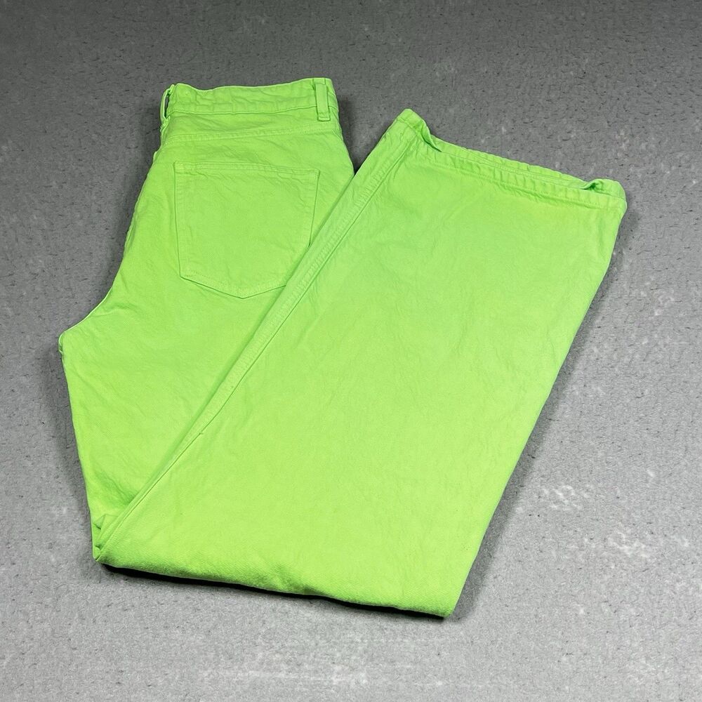 Zara Jeans Women’s Size 6 Bright Green Super Wide  Pockets Inseam 31”